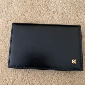 Cartier Black Leather Roman Pasha Numeral Cowhide Wallet ID